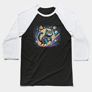 Paws it and Explore the Meowniverse - Cute Cat in Space Design Baseball T-Shirt